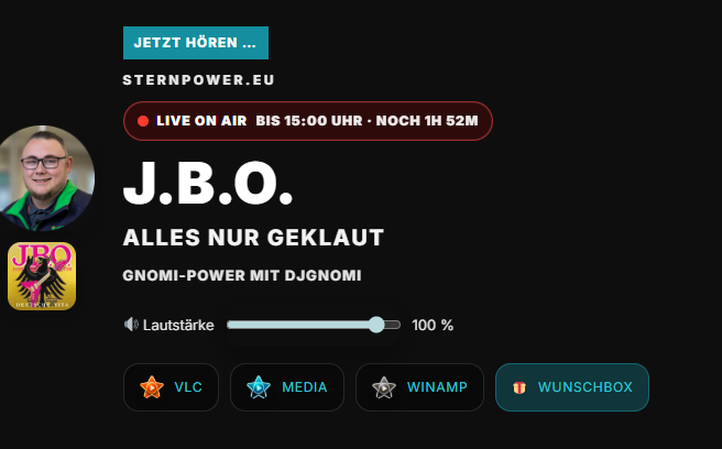 Sternpower Player – Live On Air Anzeige und Restlaufzeit
