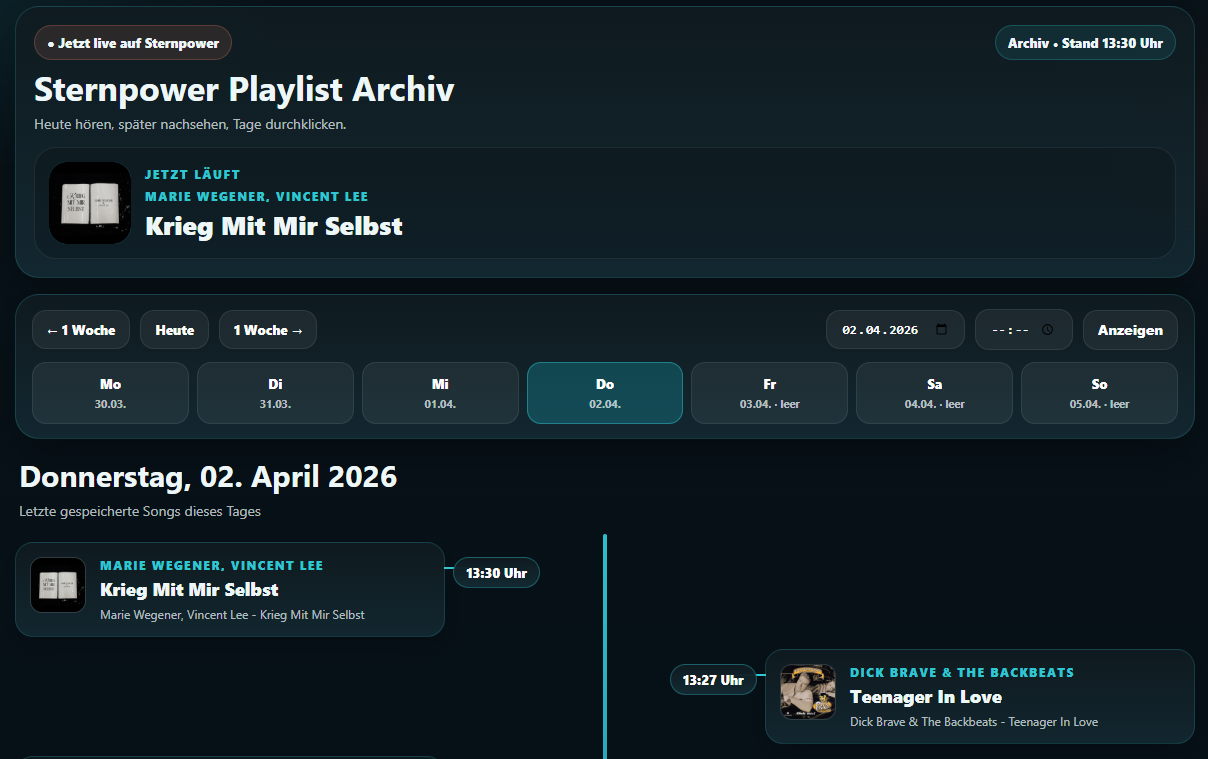 Sternpower Playlist – aktueller Titel und Verlauf